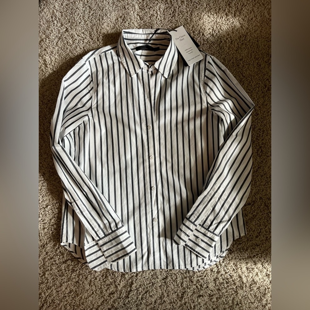 NWT - Jenni Kayne Classic Shirt - Navy Stripe, XS